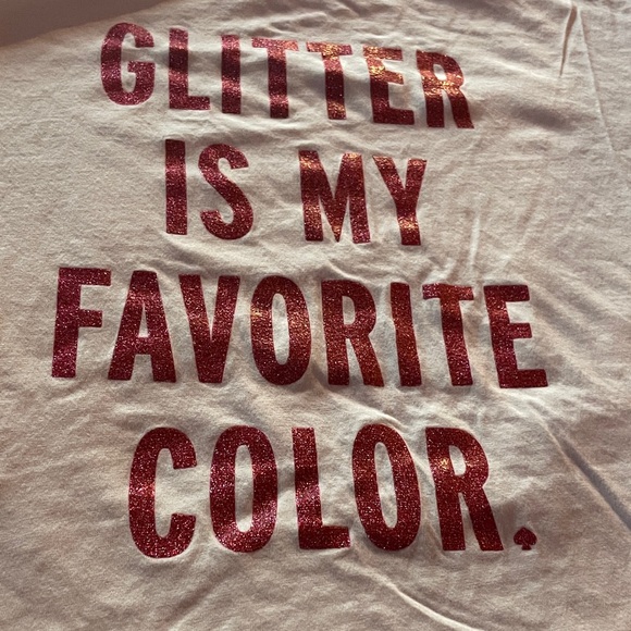 kate spade Pink Graphic Short Sleeve Tee - Glitter Lettering - Picture 3 of 4